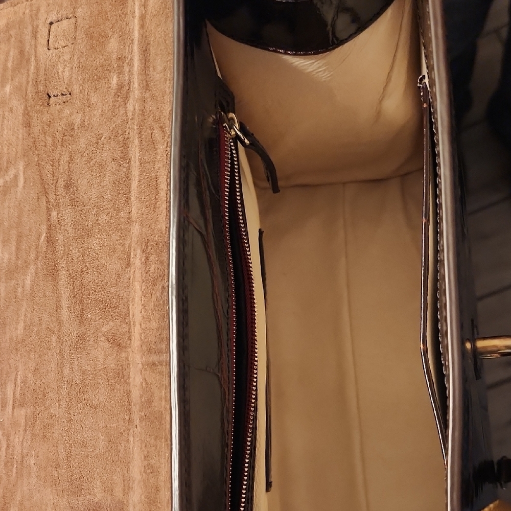 Dooney & Bourke Burgundy Satchel with Crocodile Embossed Leather - Picture 5 of 6